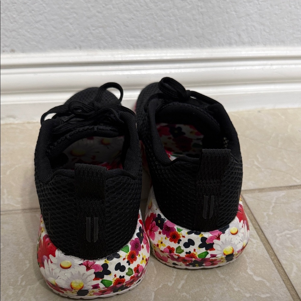 NOBULL Black Knit Athletic Shoes with Multicolor Floral Sole - Picture 4 of 8